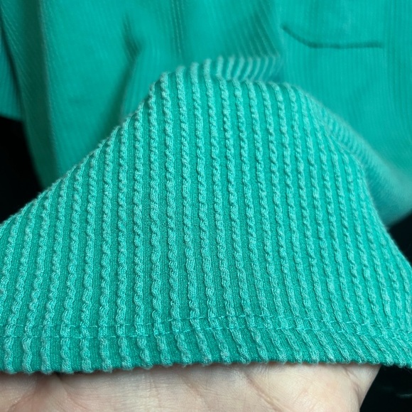 Altar'd State Turquoise Ribbed V-Neck Short Sleeve Top - Picture 12 of 12